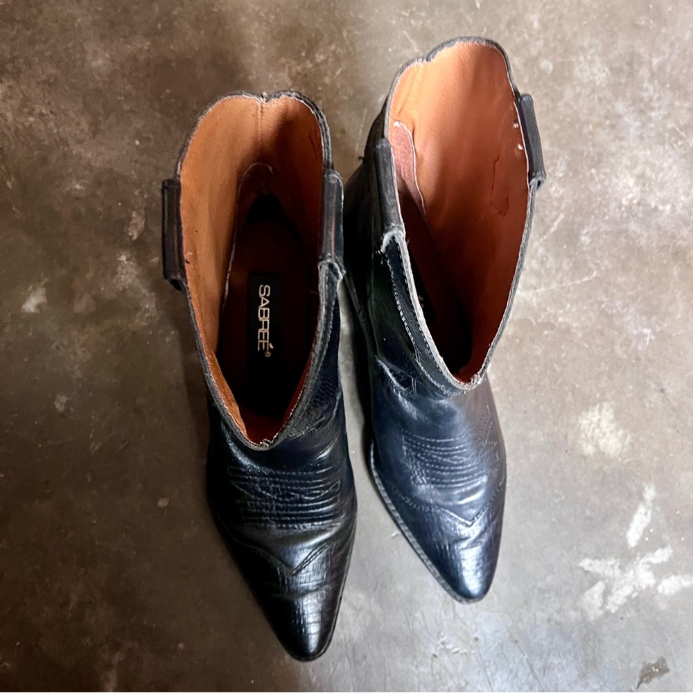 Vintage Black Sabree Cowboy Boots, Size 8 - Picture 11 of 16